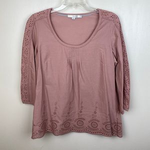 Boden | Cotton Eyelet Shirt quarter sleeve M